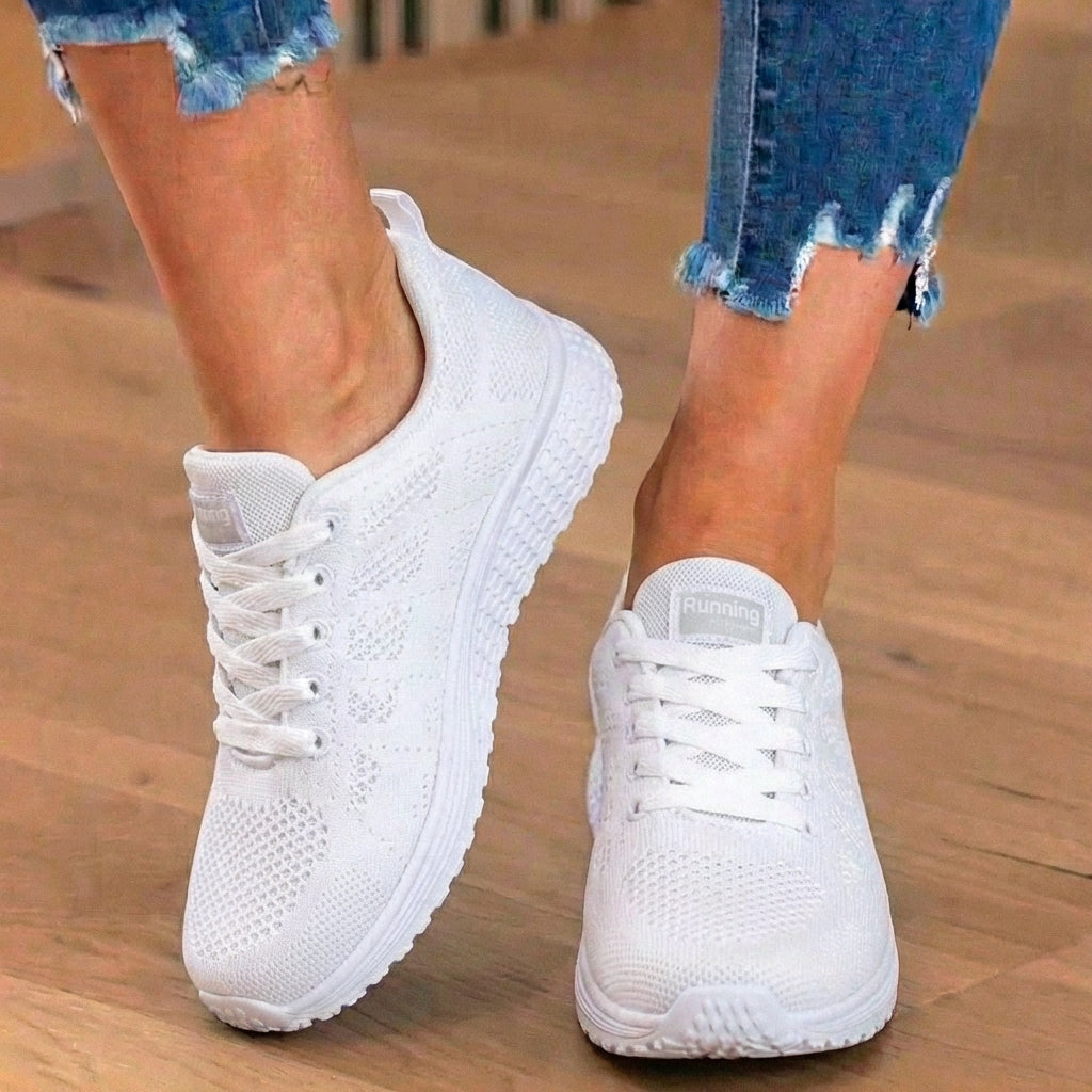 Orthopädische Mesh-Lauf-Sneaker - atmungsaktives Strickmuster und Kontrastbesatz