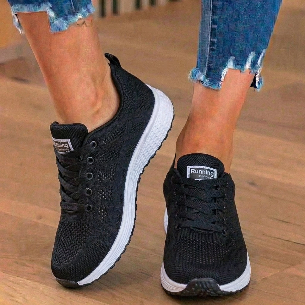 Orthopädische Mesh-Lauf-Sneaker - atmungsaktives Strickmuster und Kontrastbesatz