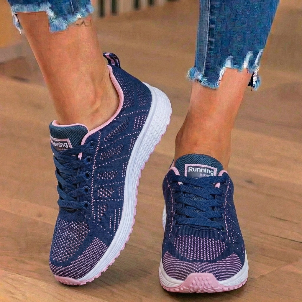 Orthopädische Mesh-Lauf-Sneaker - atmungsaktives Strickmuster und Kontrastbesatz