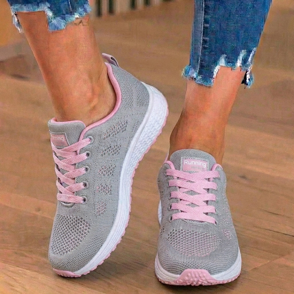 Orthopädische Mesh-Lauf-Sneaker - atmungsaktives Strickmuster und Kontrastbesatz