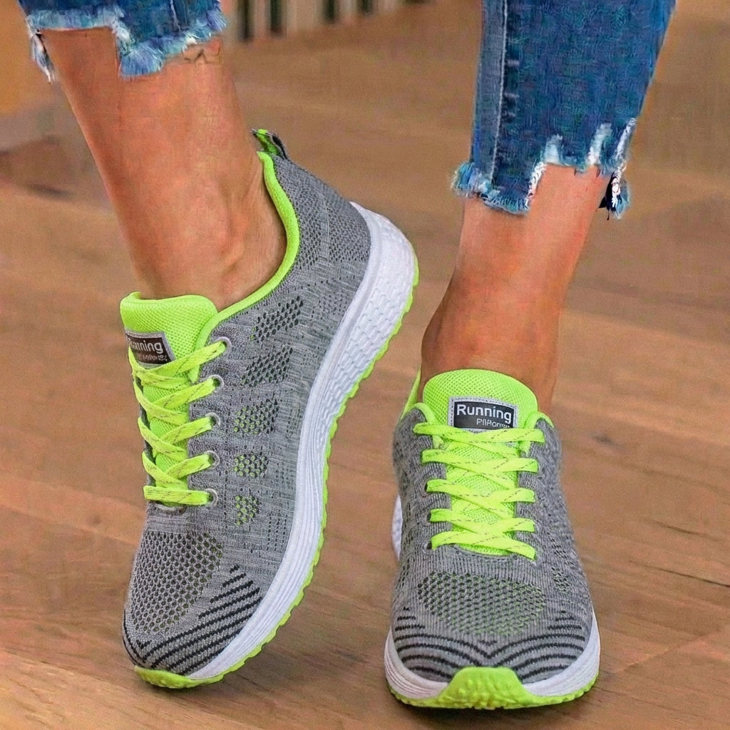 Orthopädische Mesh-Lauf-Sneaker - atmungsaktives Strickmuster und Kontrastbesatz