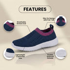 Orthopädische Strick-Slip-On-Sneaker - geripptes Kragen-Design und atmungsaktives Mesh-Oberteil