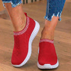Orthopädische Strick-Slip-On-Sneaker - geripptes Kragen-Design und atmungsaktives Mesh-Oberteil