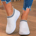 Orthopädische Strick-Slip-On-Sneaker - geripptes Kragen-Design und atmungsaktives Mesh-Oberteil