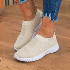 Orthopädische Strick-Slip-On-Sneaker - geripptes Kragen-Design und atmungsaktives Mesh-Oberteil