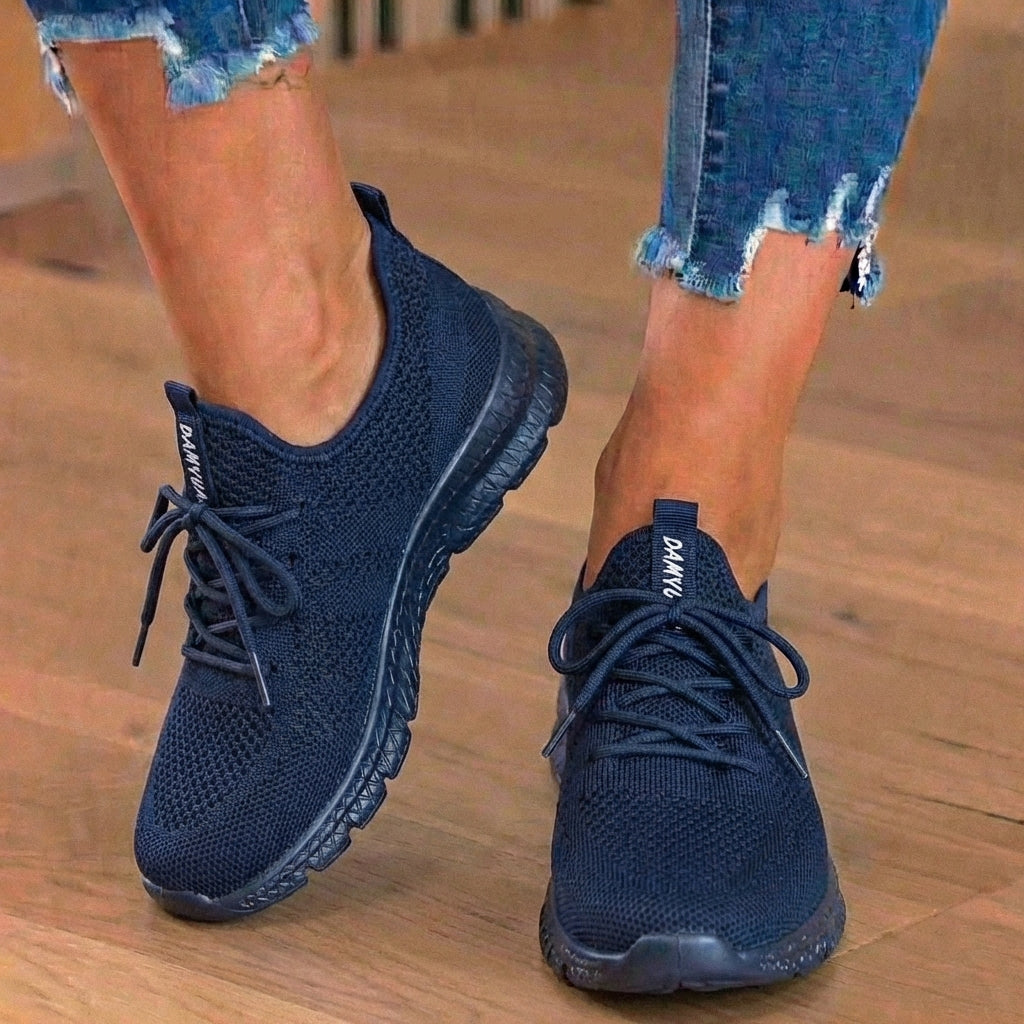 Orthopädische Strick-Athletic-Sneaker - Sockenpassform-Konstruktion und strukturierte Sohle