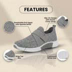 Orthopädische Strick-Slip-On-Sneaker - mit Strass besetzt und verstellbarer Riemen