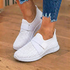 Orthopädische Strick-Slip-On-Sneaker - mit Strass besetzt und verstellbarer Riemen