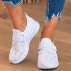 Orthopädische Strick-Slip-On-Sneaker - mit Strass besetzt und verstellbarer Riemen