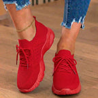 Orthopädische Strick-High-Top-Sneaker - Schnürverschluss und Sockenpassform-Kragen