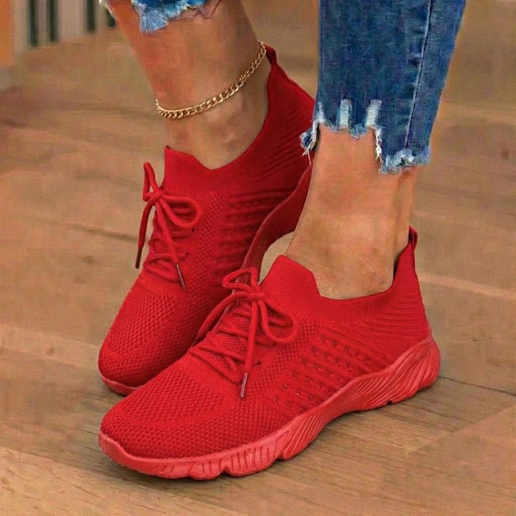 Orthopädische Strick-High-Top-Sneaker - Schnürverschluss und Sockenpassform-Kragen