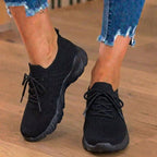 Orthopädische Strick-High-Top-Sneaker - Schnürverschluss und Sockenpassform-Kragen