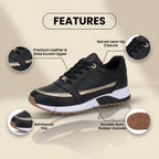Orthopädische Leder-Athletic-Sneaker - metallischer Streifen-Akzent und perforierte Details