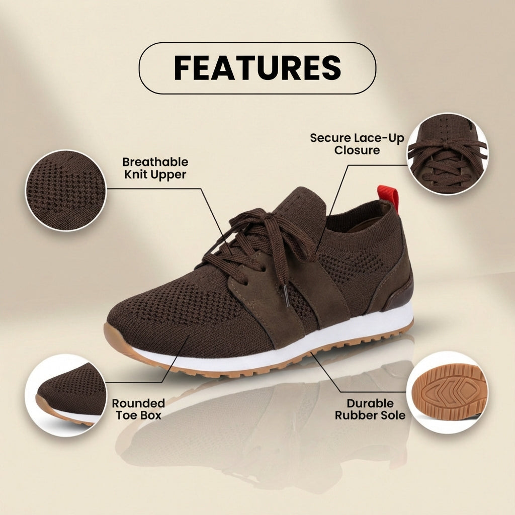 Orthopädische Mesh-Athletic-Sneaker - atmungsaktives Strickoberteile und Wildleder-Paneele