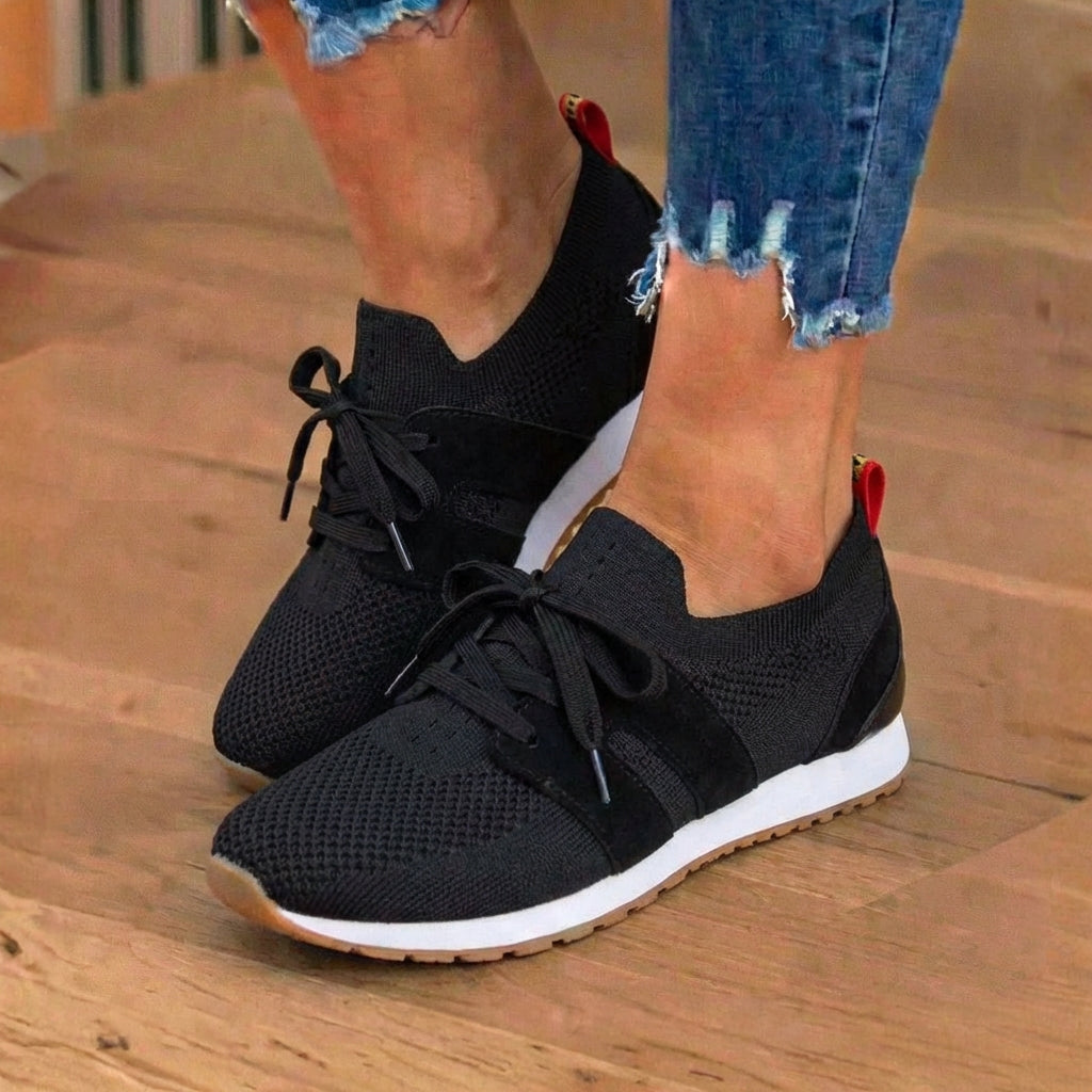 Orthopädische Mesh-Athletic-Sneaker - atmungsaktives Strickoberteile und Wildleder-Paneele