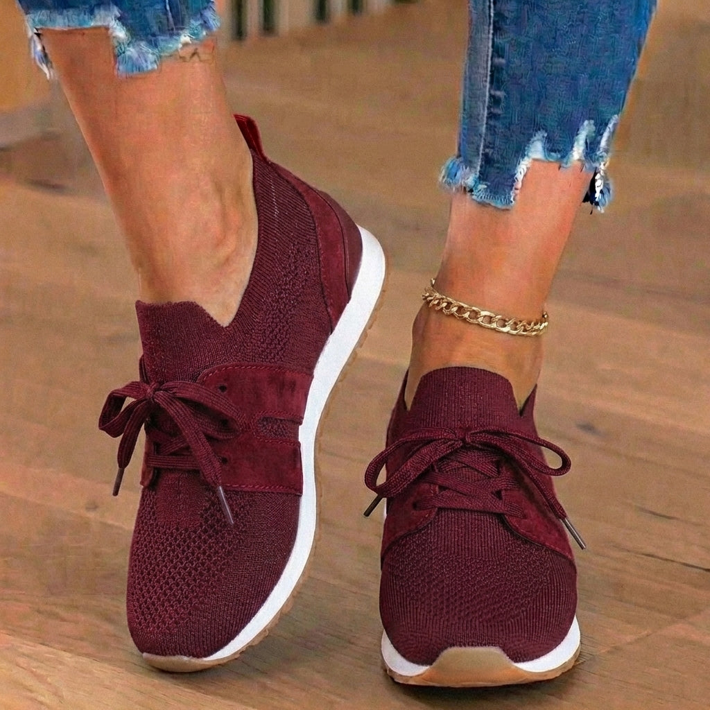 Orthopädische Mesh-Athletic-Sneaker - atmungsaktives Strickoberteile und Wildleder-Paneele