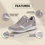 Orthopädische Wildleder-Keilabsatz-Sneaker - mit Strass besetztes Design und versteckter Höhenboost