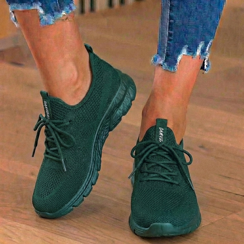 Orthopädische Strick-Athletic-Sneaker - Sockenpassform-Konstruktion und strukturierte Sohle