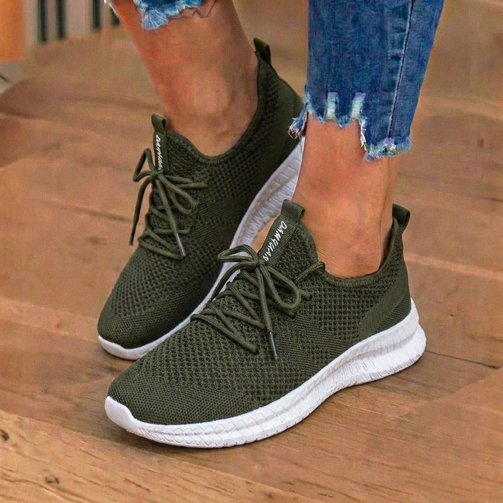 Orthopädische Strick-Athletic-Sneaker - Sockenpassform-Konstruktion und strukturierte Sohle
