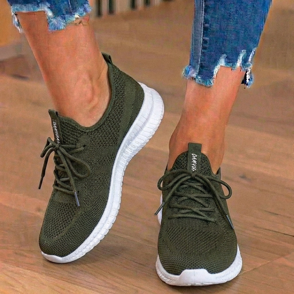 Orthopädische Strick-Athletic-Sneaker - Sockenpassform-Konstruktion und strukturierte Sohle