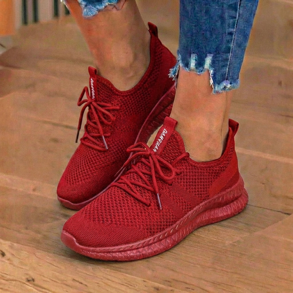 Orthopädische Strick-Athletic-Sneaker - Sockenpassform-Konstruktion und strukturierte Sohle