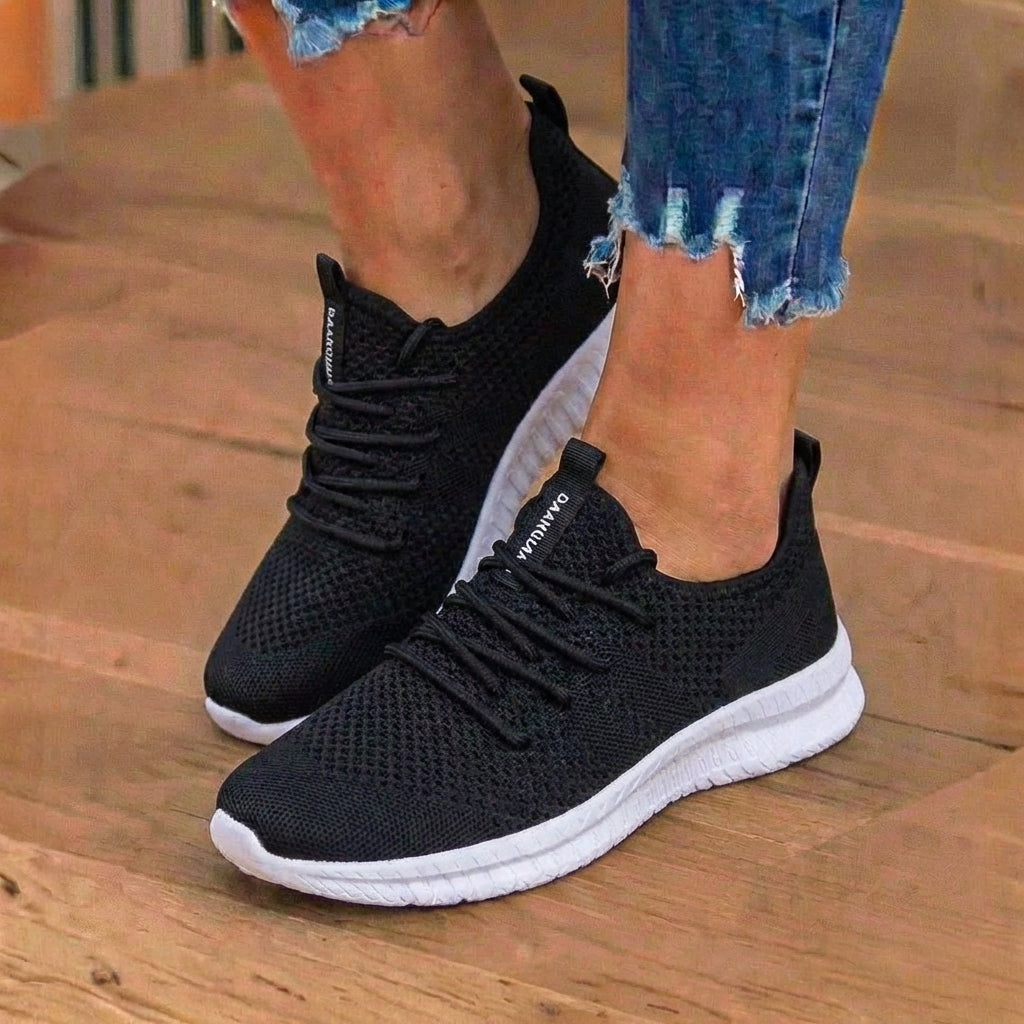 Orthopädische Strick-Athletic-Sneaker - Sockenpassform-Konstruktion und strukturierte Sohle