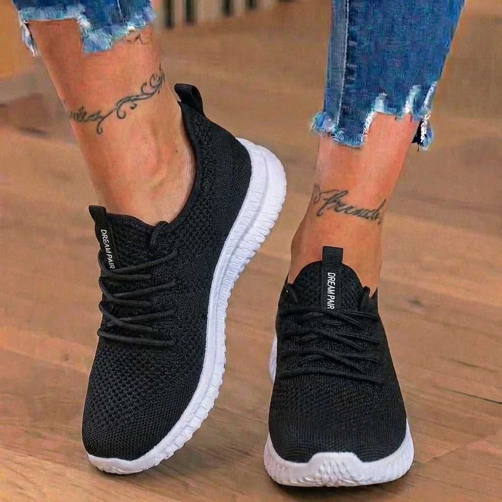 Orthopädische Strick-Athletic-Sneaker - Sockenpassform-Konstruktion und strukturierte Sohle