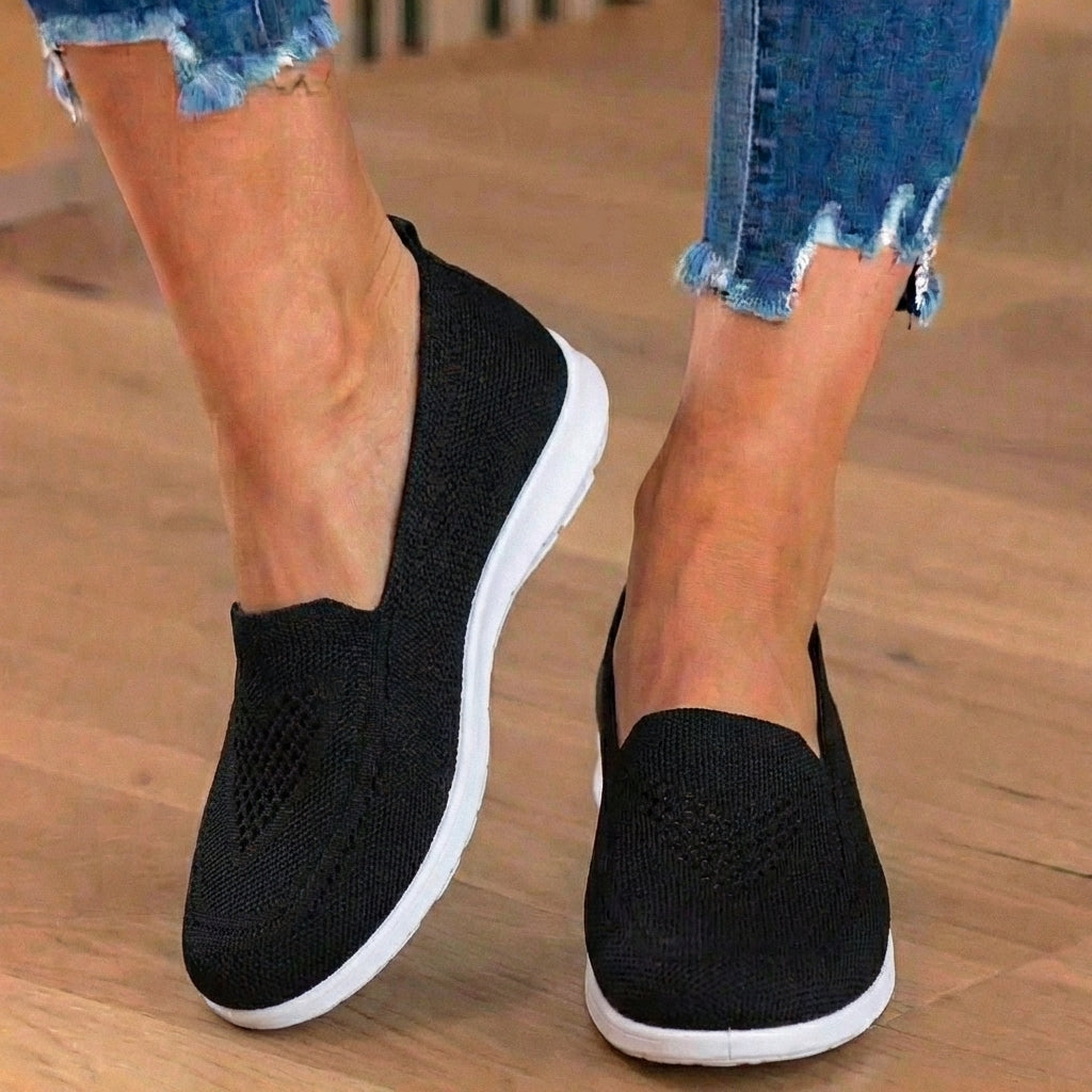Orthopädische Mesh-Slip-On-Loafer - atmungsaktives Strickoberteile und leichte Sohle