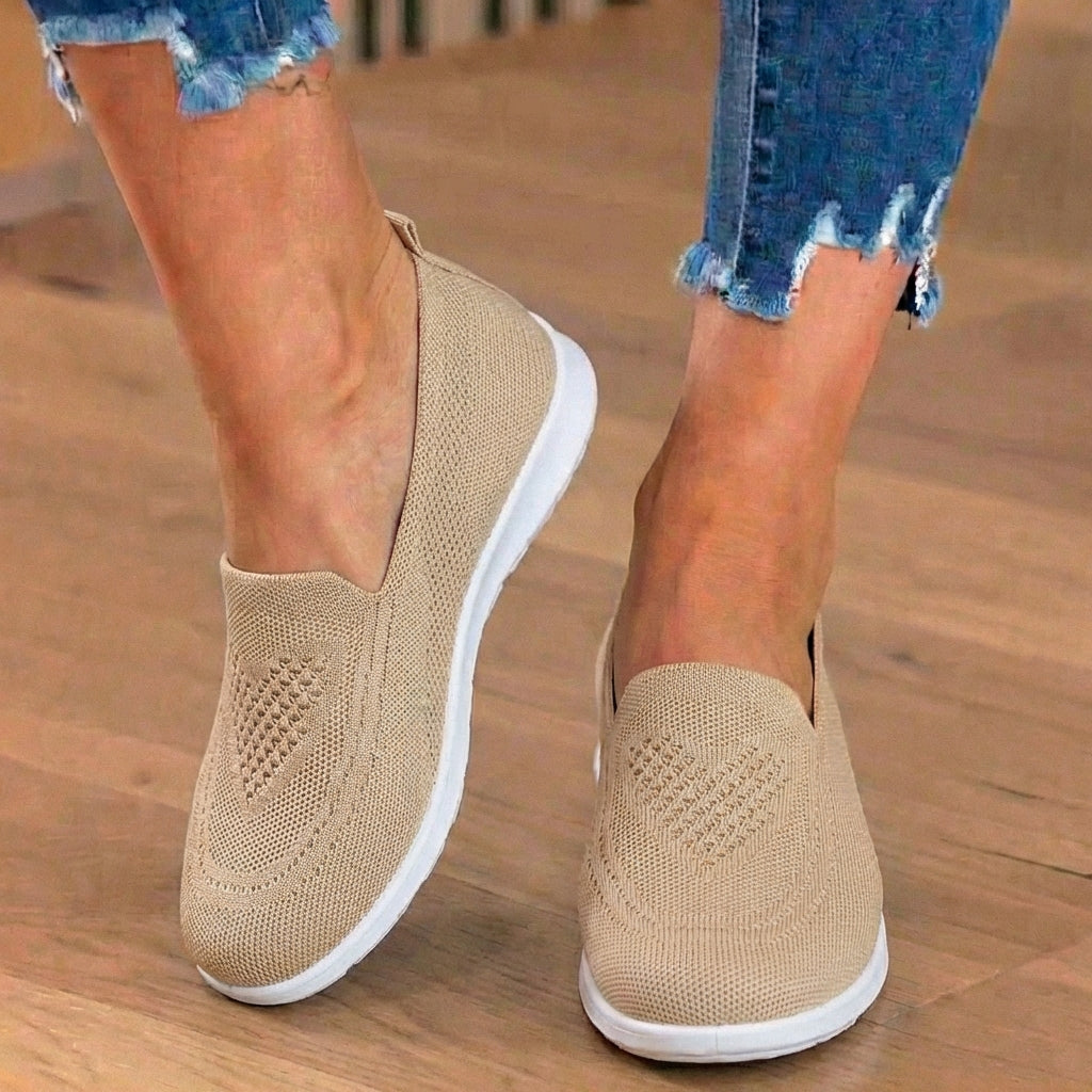 Orthopädische Mesh-Slip-On-Loafer - atmungsaktives Strickoberteile und leichte Sohle