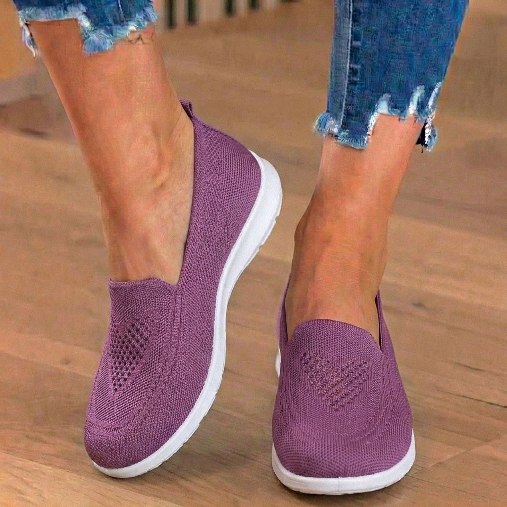 Orthopädische Mesh-Slip-On-Loafer - atmungsaktives Strickoberteile und leichte Sohle