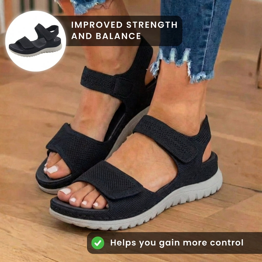 Orthopädische Mesh-Sandalen - Doppelriemen-Design und strukturierte rutschfeste Sohle