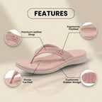 Orthopädische Leder-Flip-Flops - Zehenstegsandalen-Design und goldene Hardware-Akzente