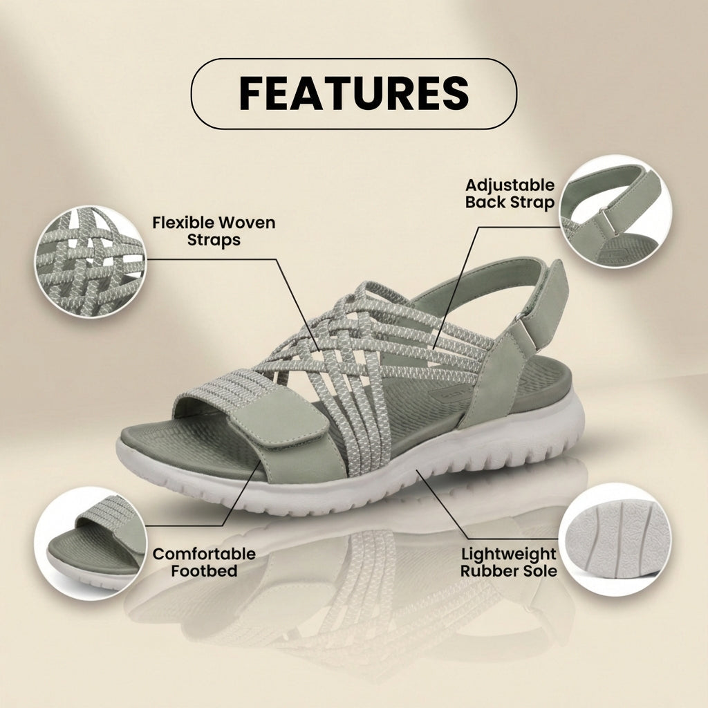 Orthopädische Sandalen aus Mischmaterial - Überkreuzriemen und zweifarbiges Design