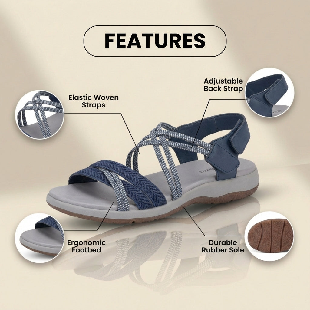 Orthopädische geflochtene Sandalen - geflochtenes Riemendesign und strukturierte mehrfache Stützriemen