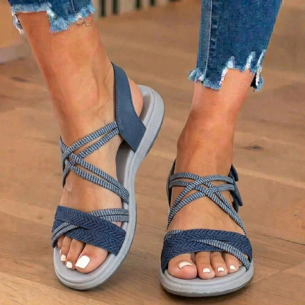 Orthopädische geflochtene Sandalen - geflochtenes Riemendesign und strukturierte mehrfache Stützriemen