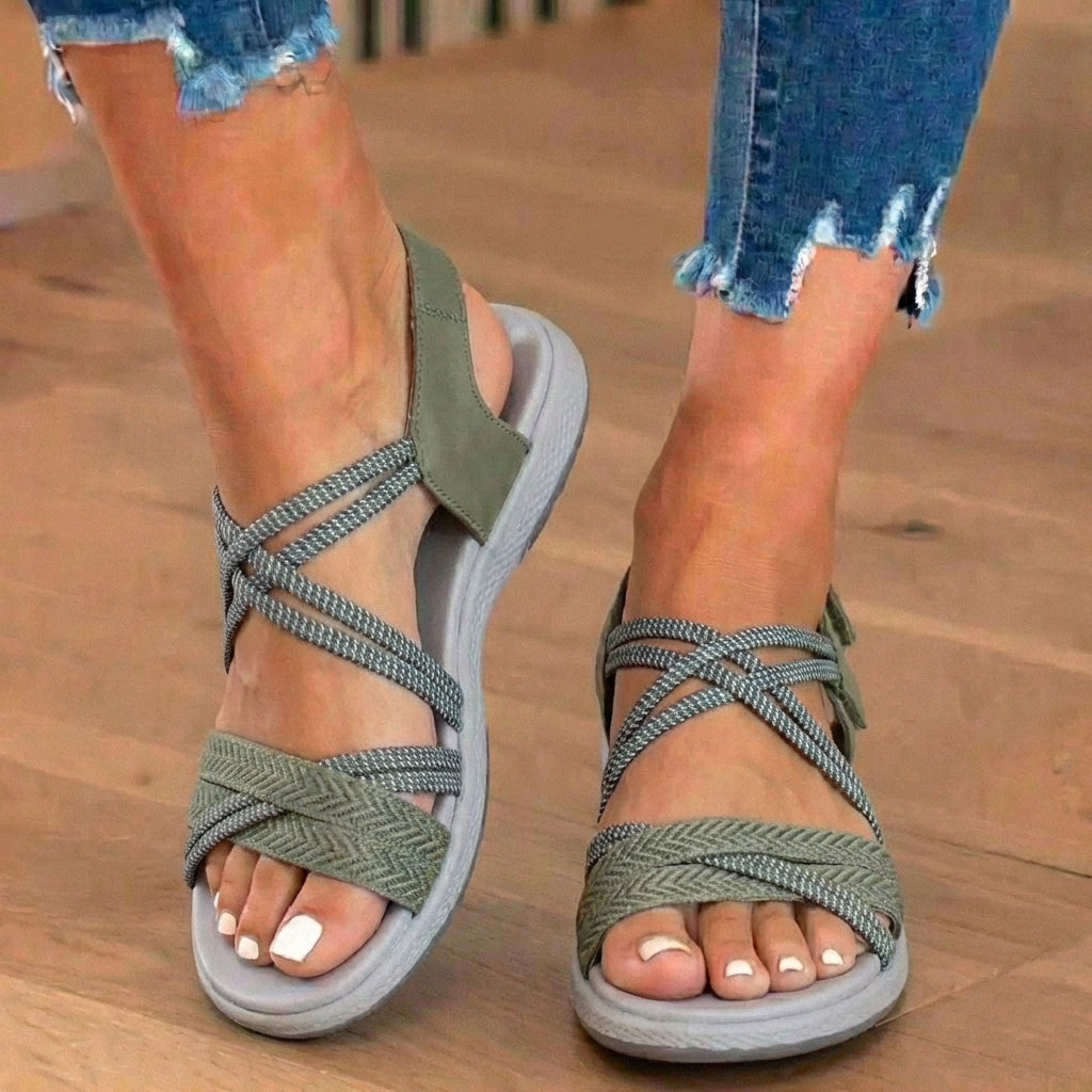 Orthopädische geflochtene Sandalen - geflochtenes Riemendesign und strukturierte mehrfache Stützriemen