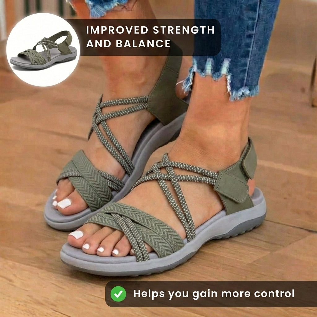 Orthopädische geflochtene Sandalen - geflochtenes Riemendesign und strukturierte mehrfache Stützriemen