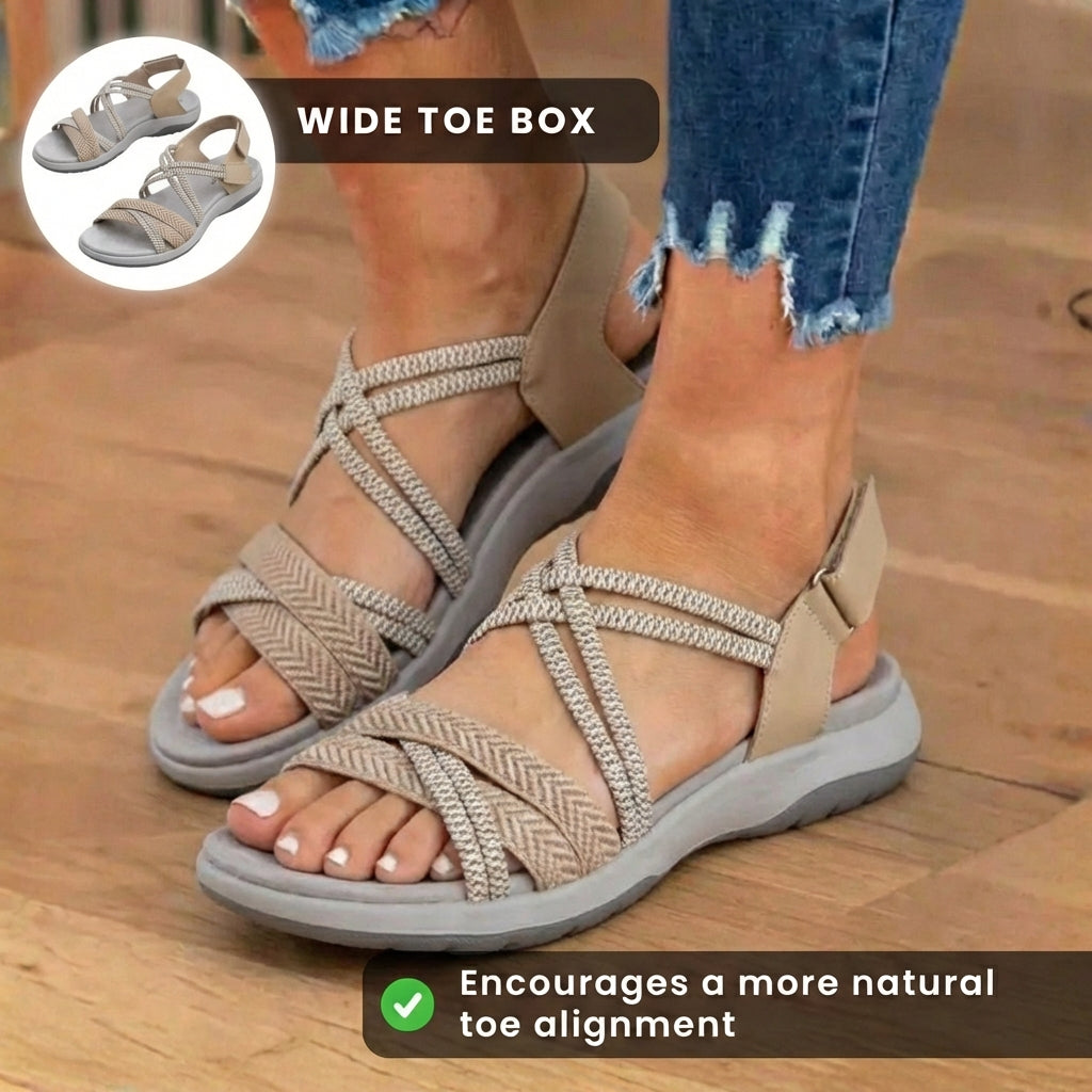 Orthopädische geflochtene Sandalen - geflochtenes Riemendesign und strukturierte mehrfache Stützriemen