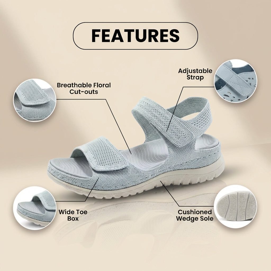Orthopädische Mesh-Sandalen - Doppelriemen-Design und strukturierte rutschfeste Sohle