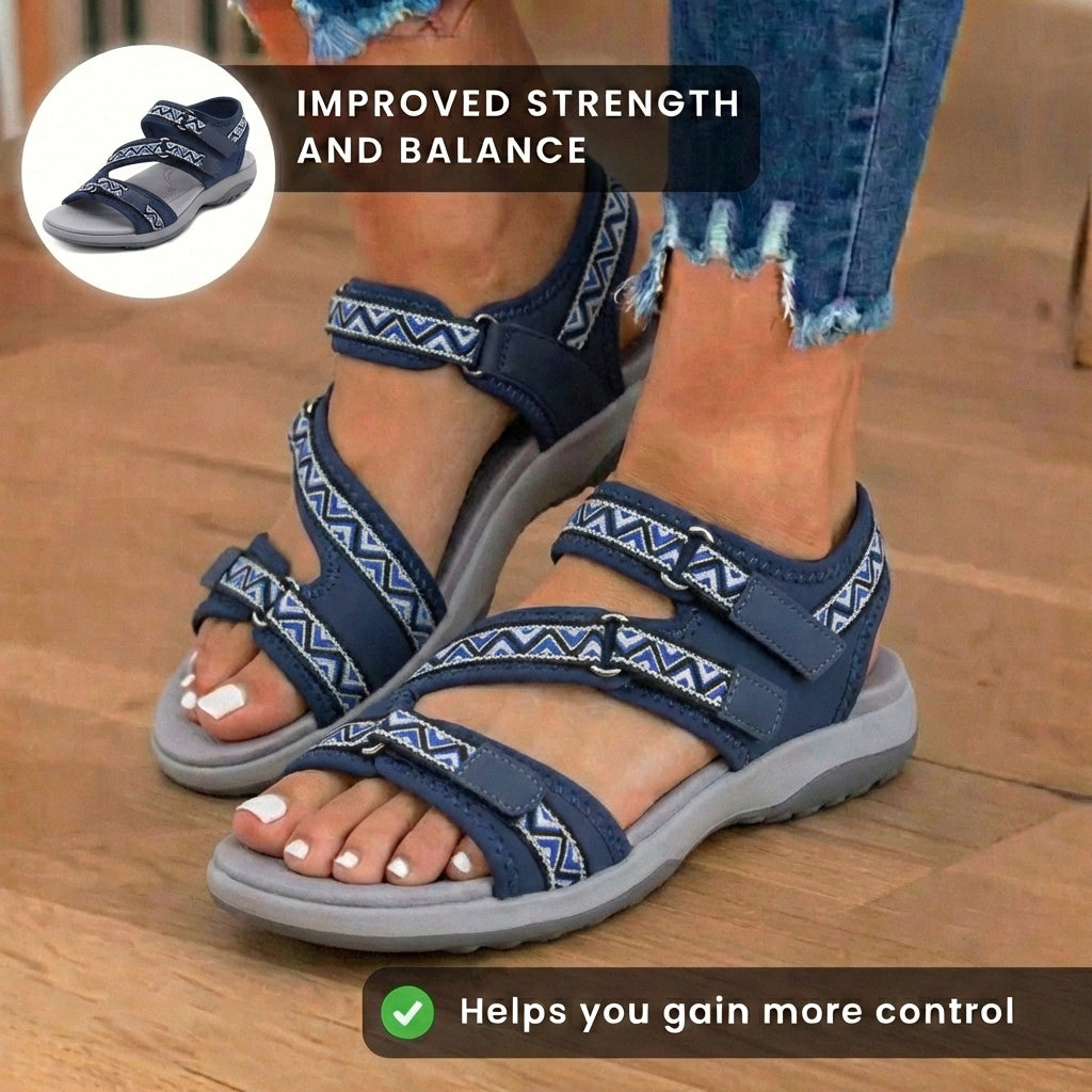 Orthopädische Kunststoff-Sandalen - Tribal-Print-Riemen und mehrfach verstellbarer Schnallenverschluss