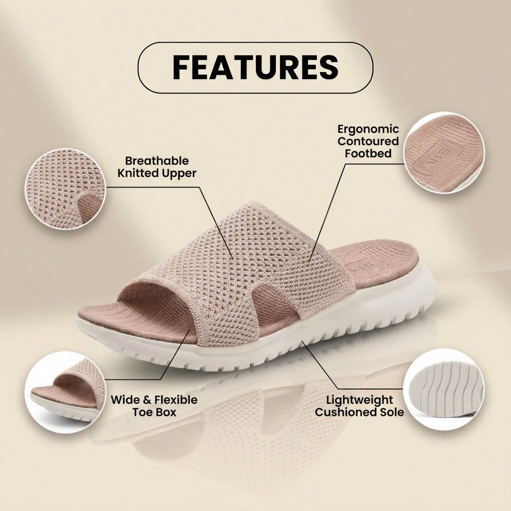 Orthopädische Strickslides - breites Ausschnittsband-Design und atmungsaktive Mesh-Konstruktion