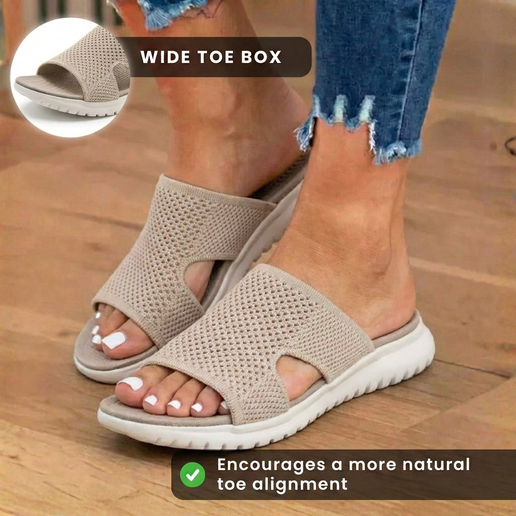 Orthopädische Strickslides - breites Ausschnittsband-Design und atmungsaktive Mesh-Konstruktion