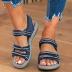 Orthopädische Stoff-Sport-Sandalen - Mehrriemen-Design und geflochtene Trim-Akzente