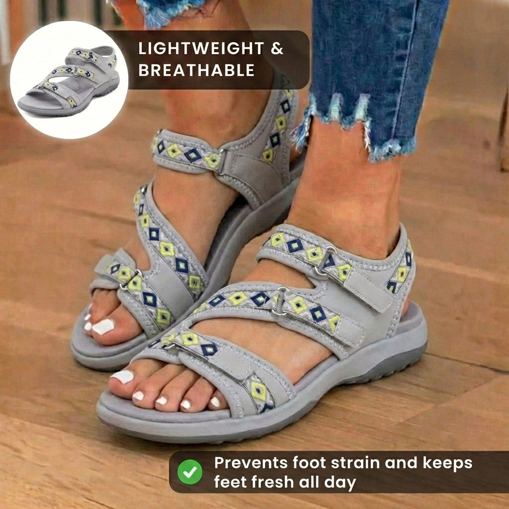 Orthopädische Kunststoff-Sandalen - Tribal-Print-Riemen und mehrfach verstellbarer Schnallenverschluss