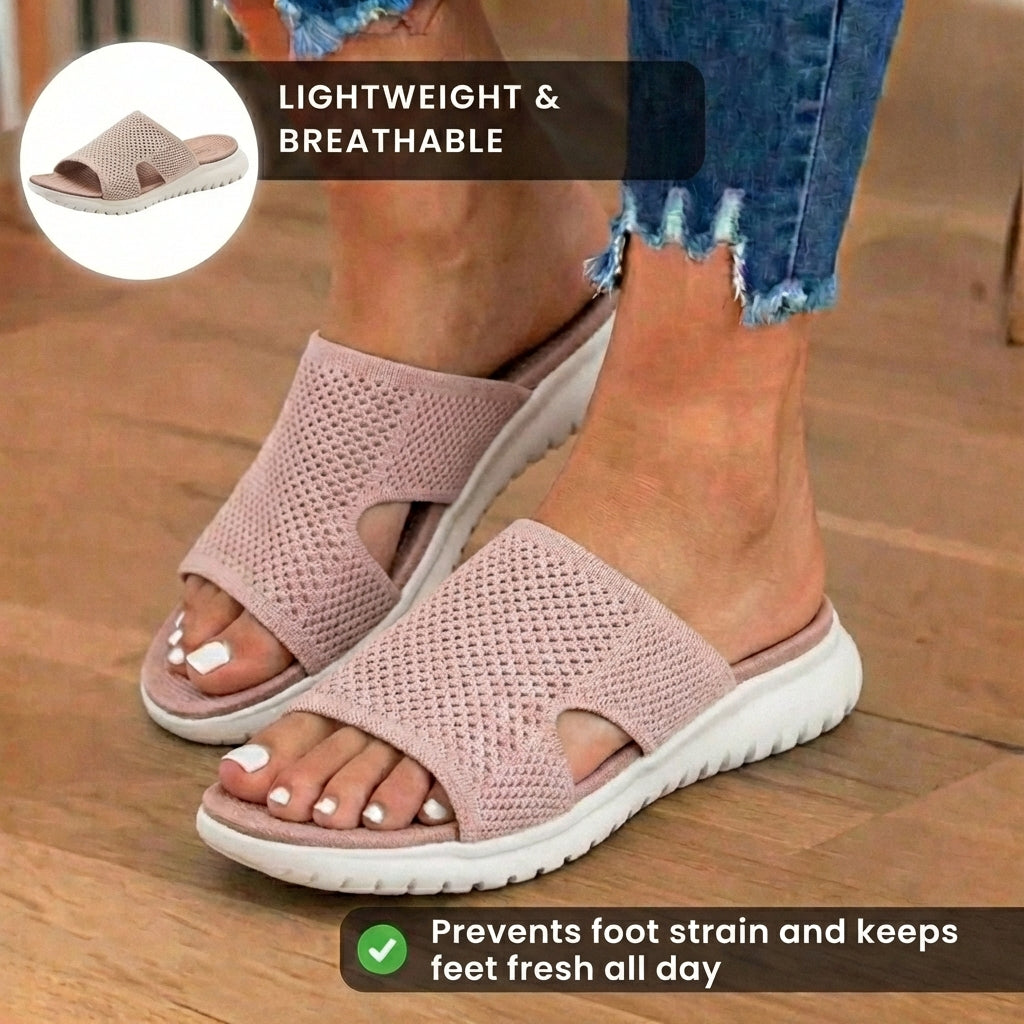 Orthopädische Strickslides - breites Ausschnittsband-Design und atmungsaktive Mesh-Konstruktion