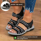 Orthopädische Stoff-Sport-Sandalen - Mehrriemen-Design und geflochtene Trim-Akzente