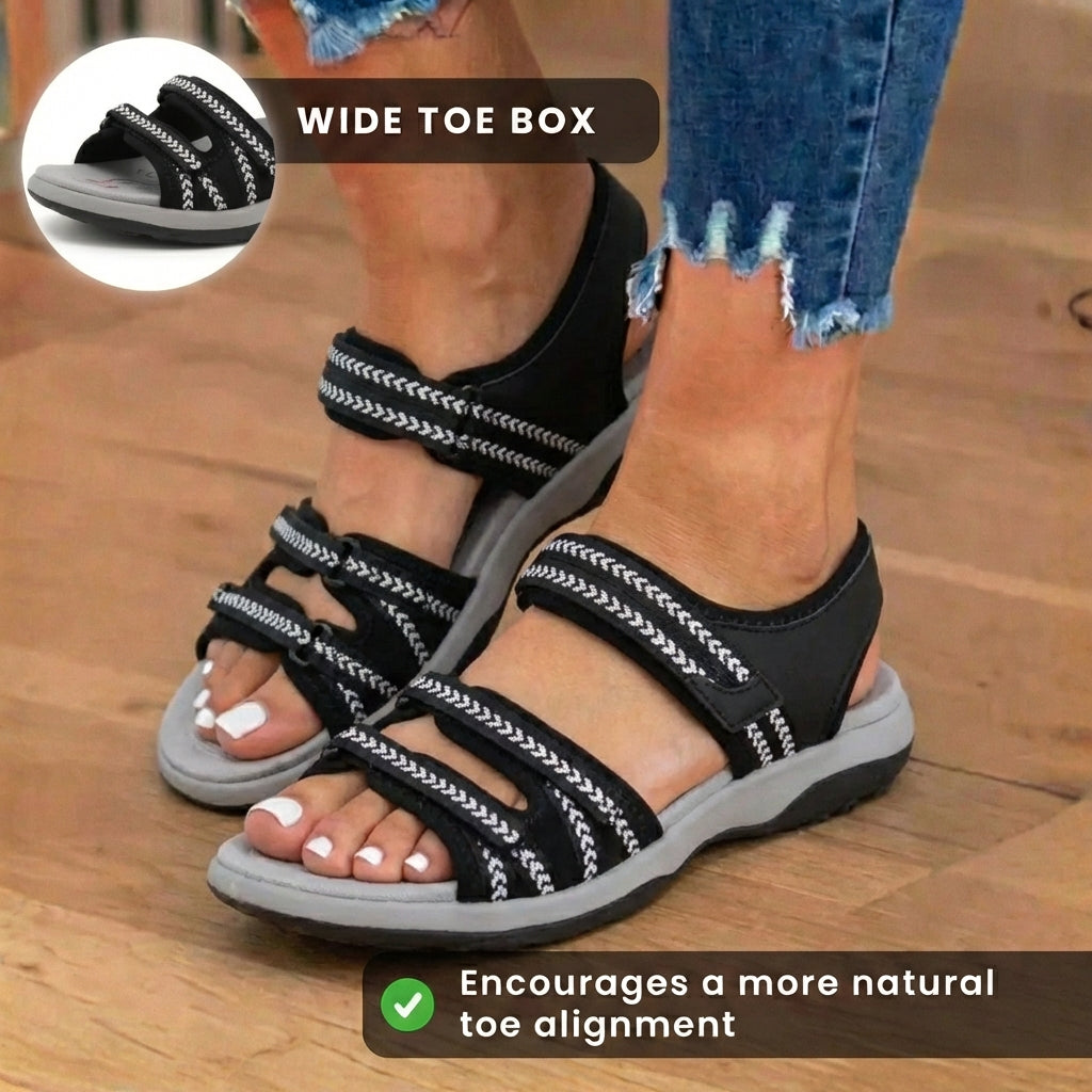 Orthopädische Stoff-Sport-Sandalen - Mehrriemen-Design und geflochtene Trim-Akzente