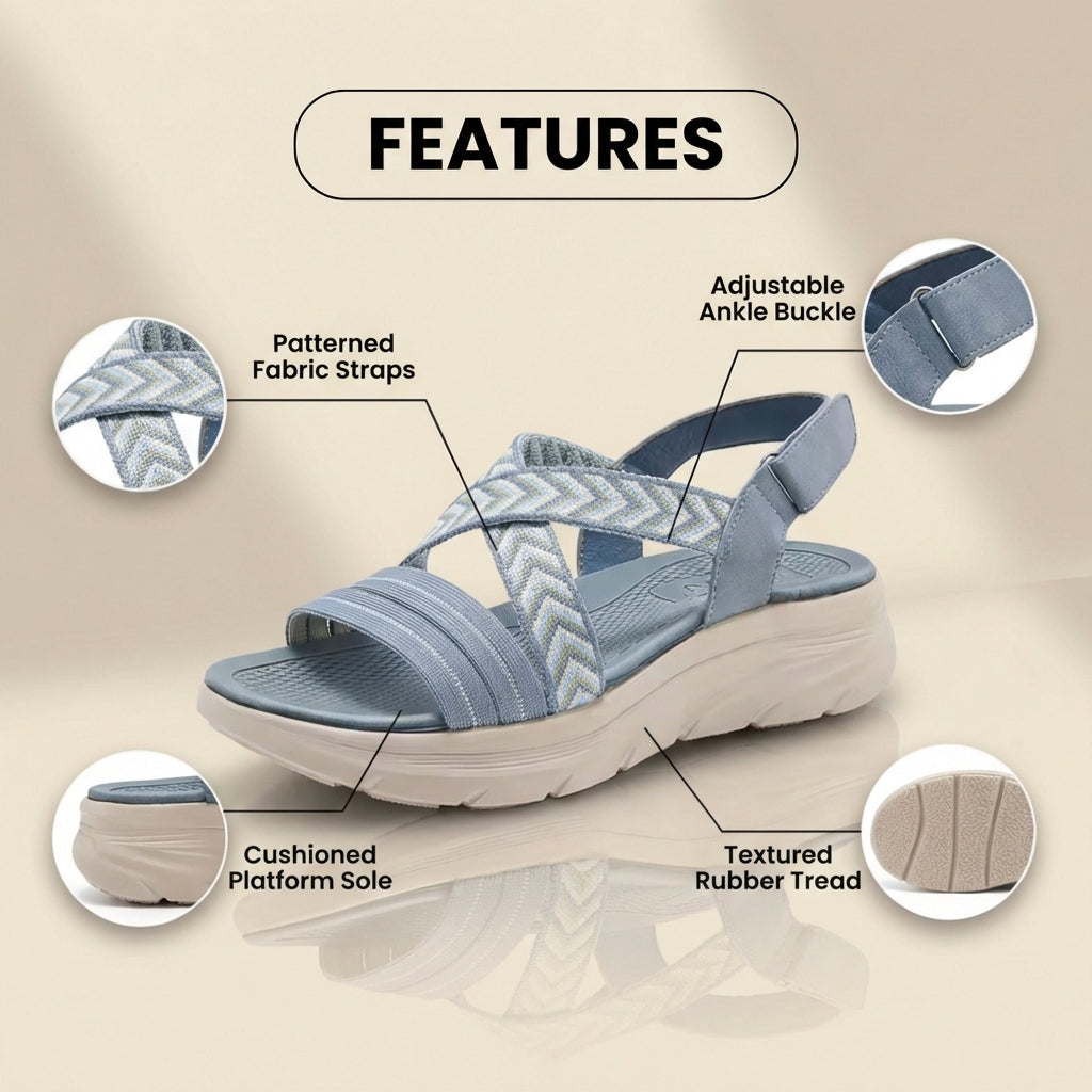 Orthopädische Stricksandalen - Chevron-Muster-Riemen und Mehrriemen-Stützsystem
