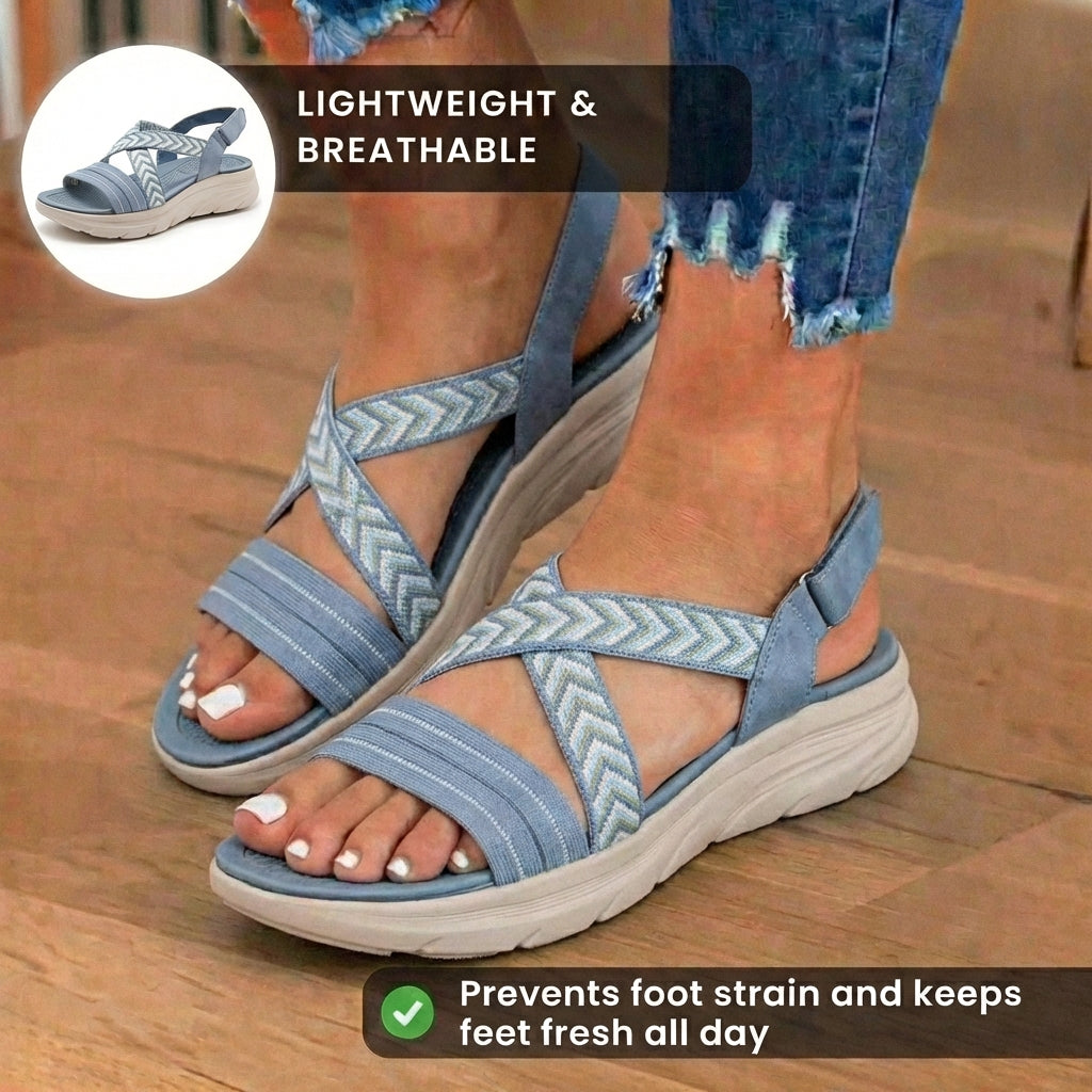 Orthopädische Stricksandalen - Chevron-Muster-Riemen und Mehrriemen-Stützsystem