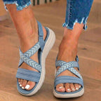 Orthopädische Stricksandalen - Chevron-Muster-Riemen und Mehrriemen-Stützsystem